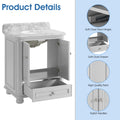 30'' Bathroom Vanity With Carrara Natural Marble Top And Backsplash, Bathroom Storage Cabinet With Doors And Drawers In Grey 1 Gray 2 Rust Resistant Bathroom Freestanding Traditional Mdf