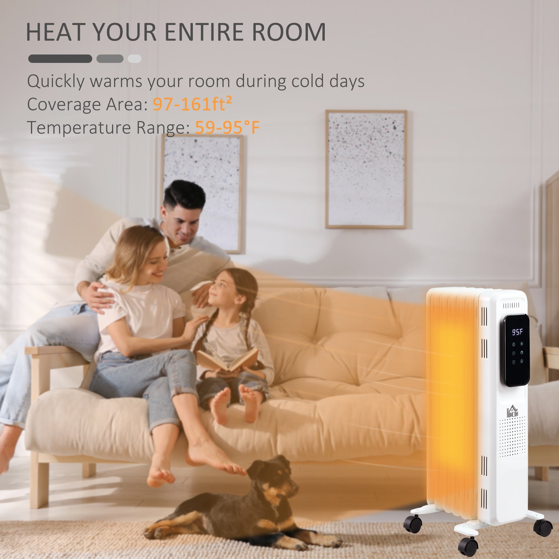24.75" Electric Space Heater, Freestanding 161 Sq. Ft. Heater With 3 Modes, Timer, And Remote, 1500 W, White White Steel