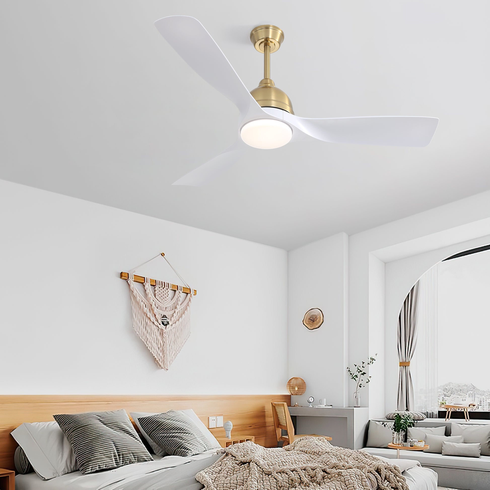 54 Inch Modern Abs 6 Speed Remote Control Dimmable Reversible Dc Motor With Light And Smart App Control Gold Abs