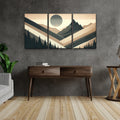3 Panels Framed Abstract Wood Grain Boho Style Mountain & Forest Canvas Wall Art Decor,3 Pieces Mordern Canvas Decoration Painting For Office,Dining Room,Living Room, Bedroom Decor Ready To Hang