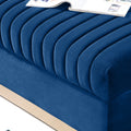 Contemporary Vertical Channel Tufted Velvet Sofa Modern Upholstered Couch For Living Room Apartment With 2 Pillows,Blue Blue Foam Velvet