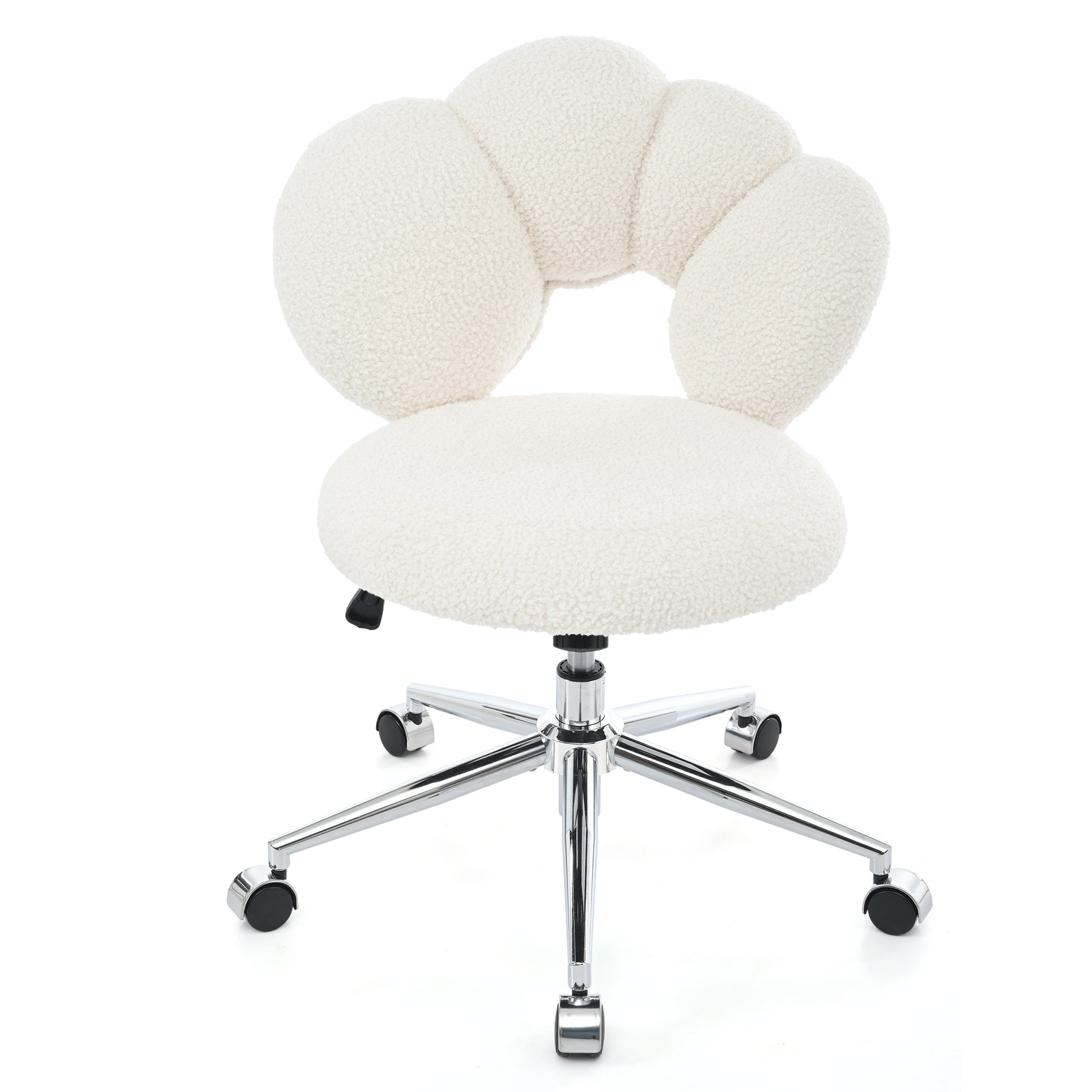360 Swivel Height Adjustable,Swivel Chair,Teddy Fabric,Home Office Chair White Teddy