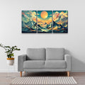 3 Panels Framed Abstract Wood Grain Boho Style Mountain & Forest Canvas Wall Art Decor,3 Pieces Mordern Canvas Decoration Painting For Office,Dining Room,Living Room, Bedroom Decor Ready To Hang