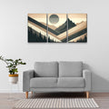 3 Panels Framed Abstract Wood Grain Boho Style Mountain & Forest Canvas Wall Art Decor,3 Pieces Mordern Canvas Decoration Painting For Office,Dining Room,Living Room, Bedroom Decor Ready To Hang