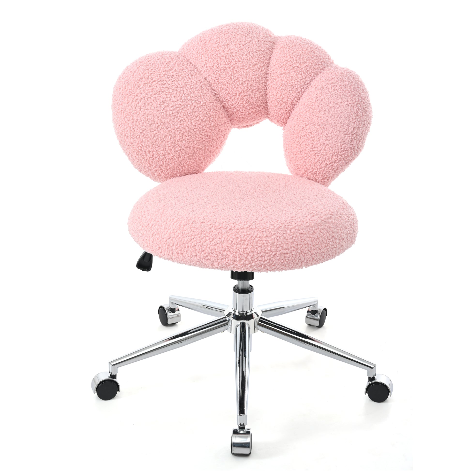 360 Swivel Height Adjustable,Swivel Chair,Teddy Fabric,Home Office Chair Pink Teddy