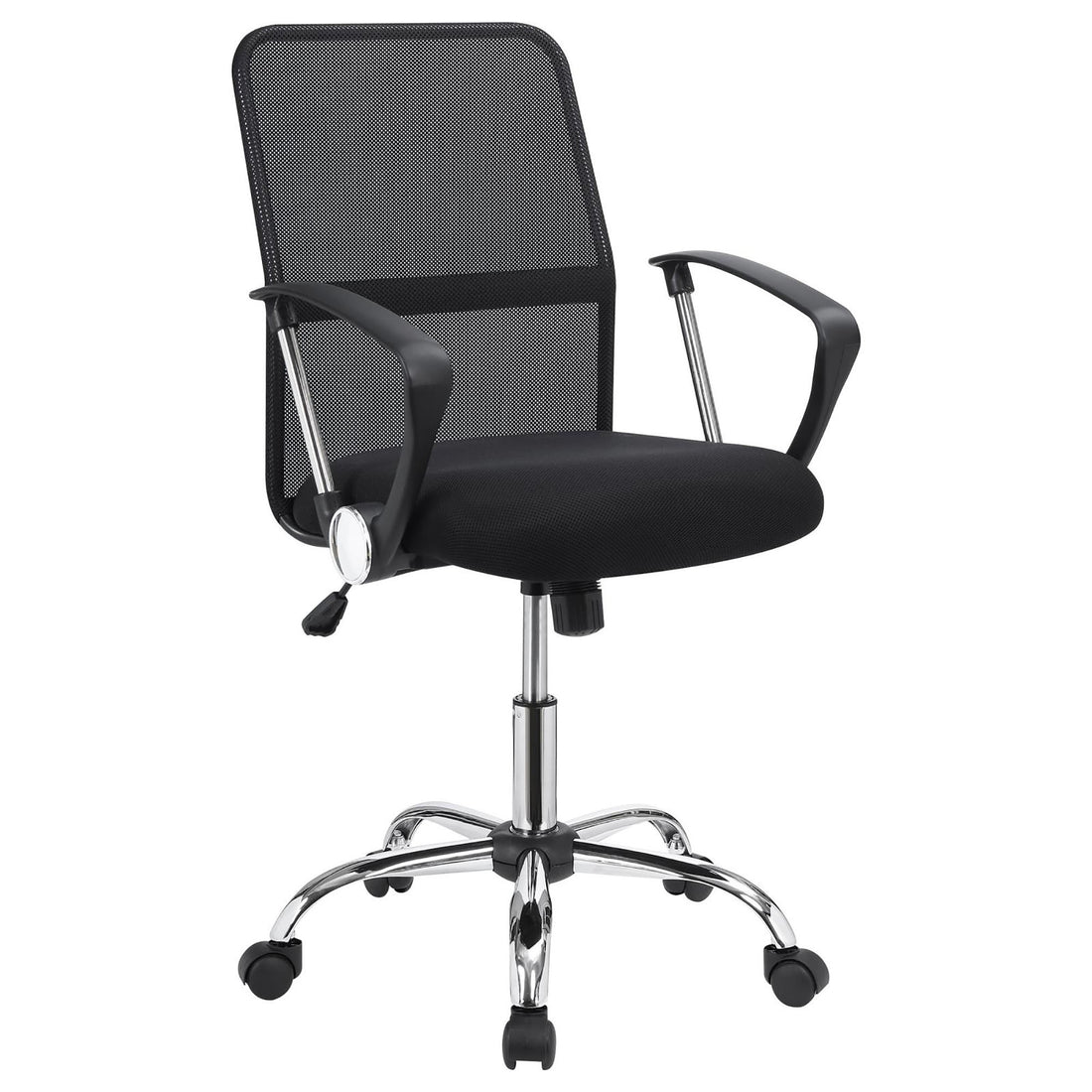Black Swivel Office Chair With Casters Black Office Contemporary,Modern Office Chairs Foam Casters Upholstered