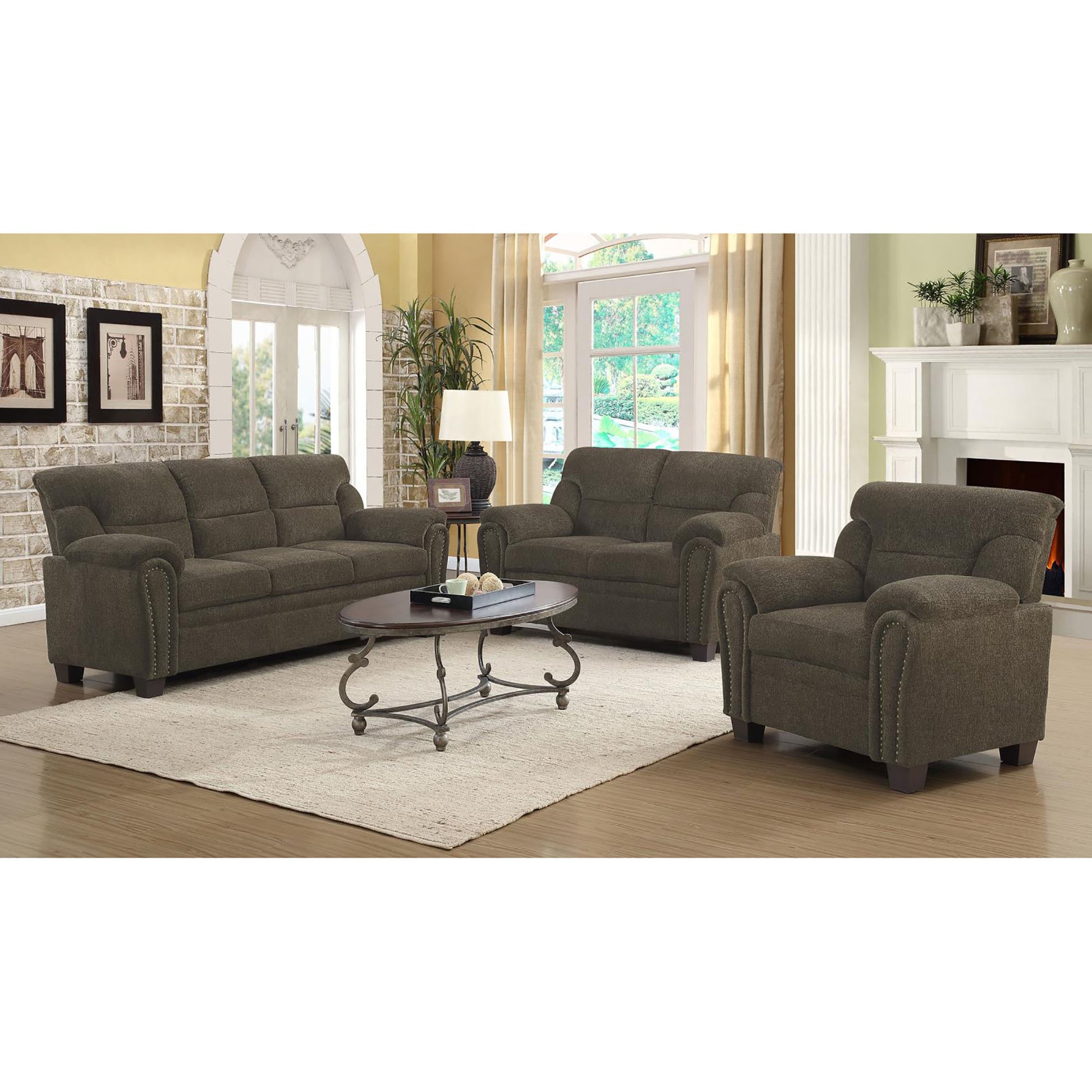 Brown Pillow Top Arm Chair Brown Primary Living Space Traditional Foam Upholstered