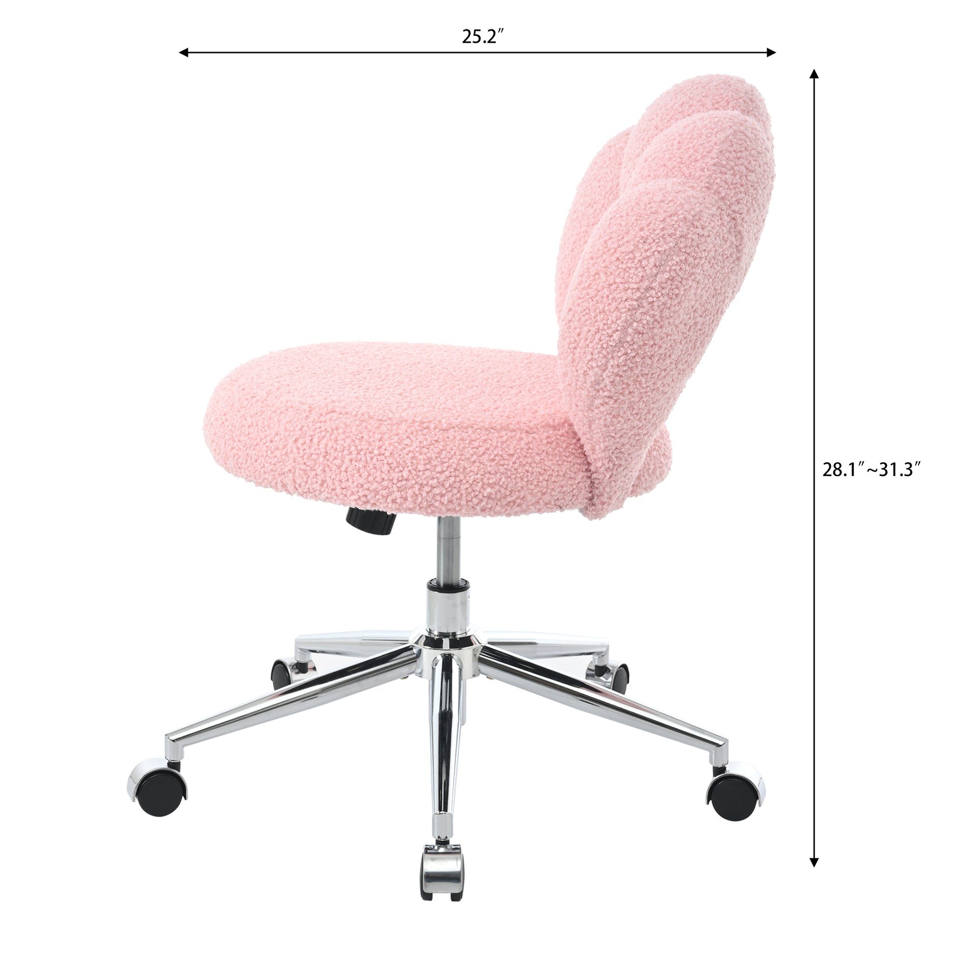 360 Swivel Height Adjustable,Swivel Chair,Teddy Fabric,Home Office Chair Pink Teddy
