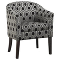 Grey And Black Hexagon Print Barrel Back Accent Chair Grey Primary Living Space Transitional Foam Upholstered