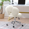 360 Swivel Height Adjustable,Swivel Chair,Teddy Fabric,Home Office Chair White Teddy