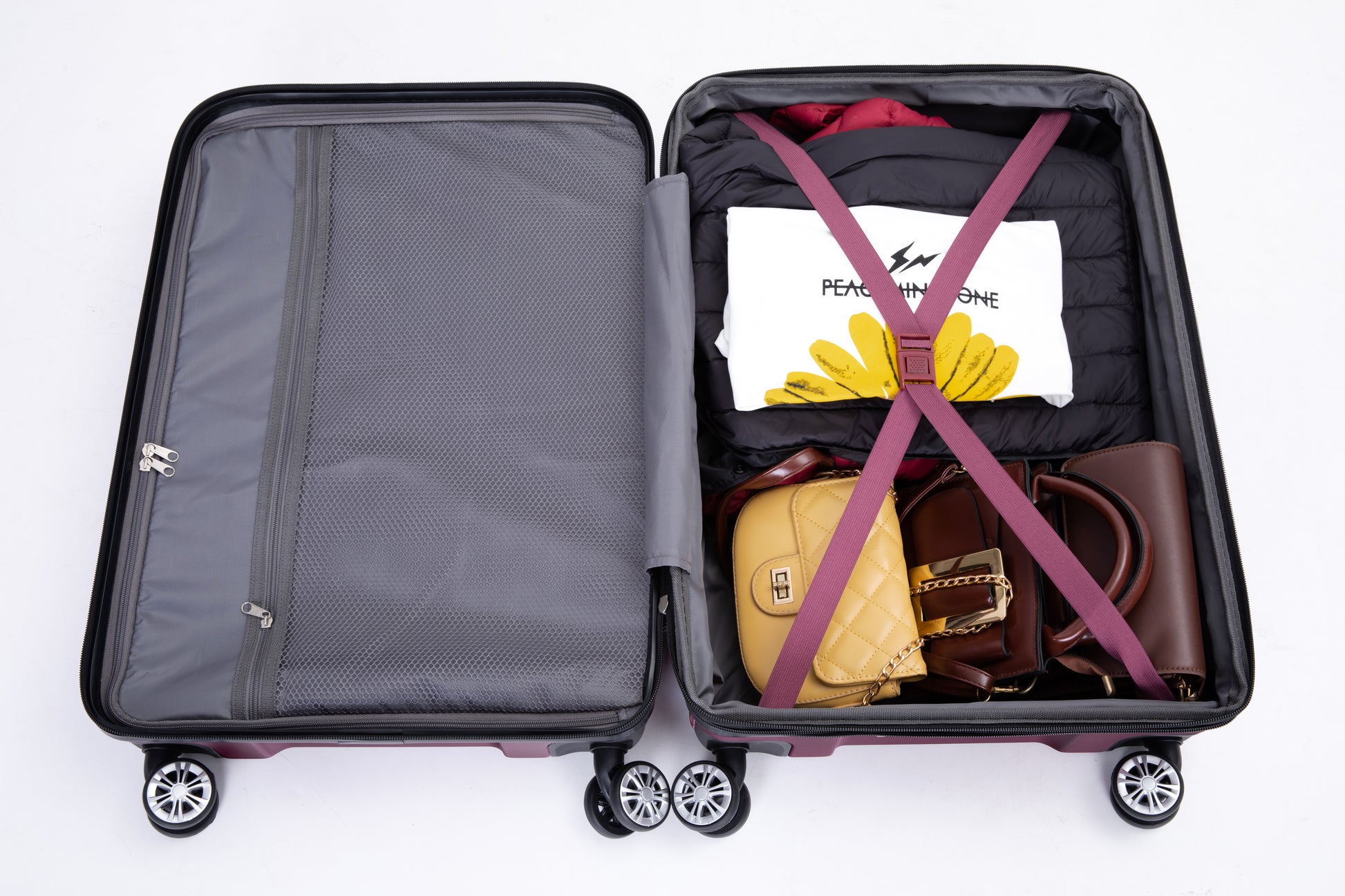 Luggage Set Of 5 Pieces, Expandable Hard Pc Luggage Set With Tsa Lock For Rotating Wheels, Lightweight Rolling Luggage For Men And Women,Wine Red. Wine Red Pc