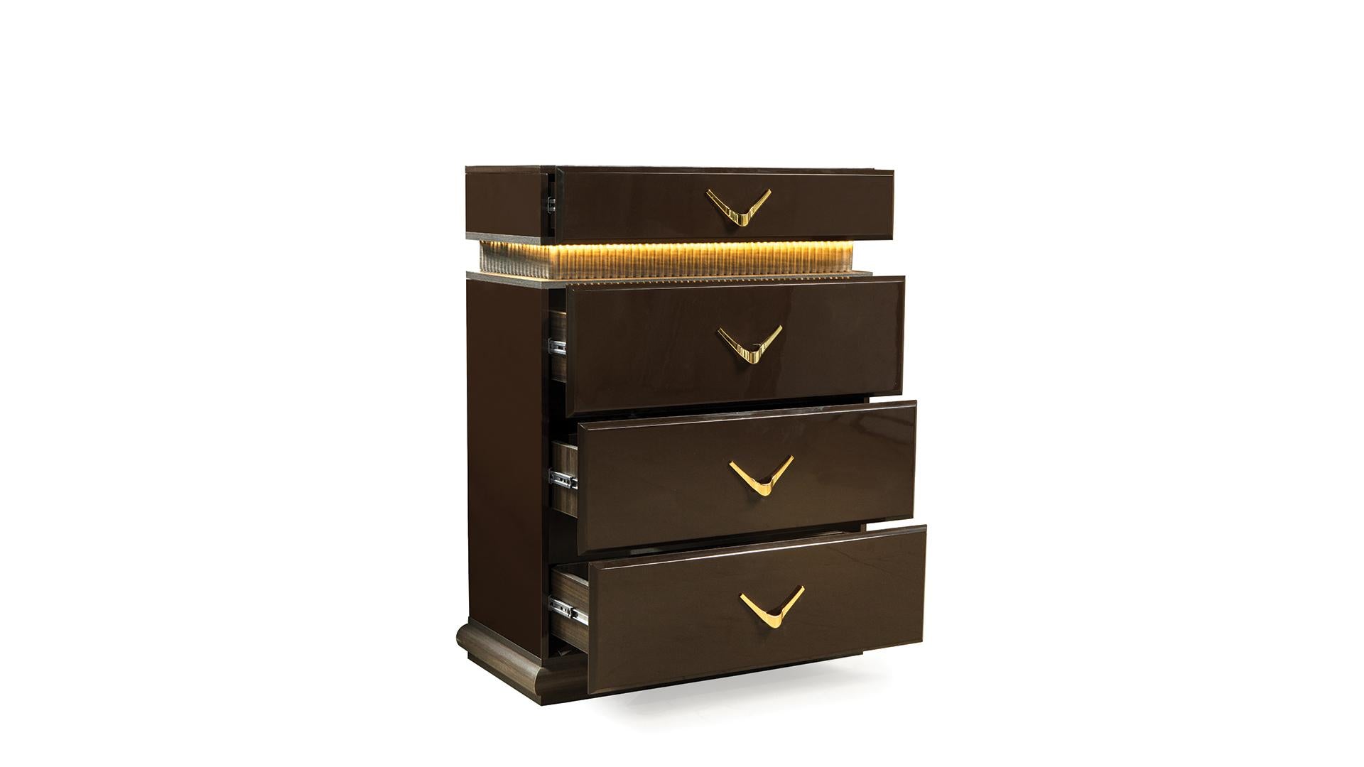 Dunhill Modern Style 4 Drawer Chest Made With Wood In Brown Brown Brown Bedroom Modern Solid Wood Mdf Wood