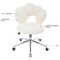 360 Swivel Height Adjustable,Swivel Chair,Teddy Fabric,Home Office Chair White Teddy