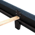King Size Navy Blue Denim Squares Upholstered Platform Bed Box Spring Required King Blue Wood Bedroom Contemporary,Modern,Transitional Panel Polyester Fabric