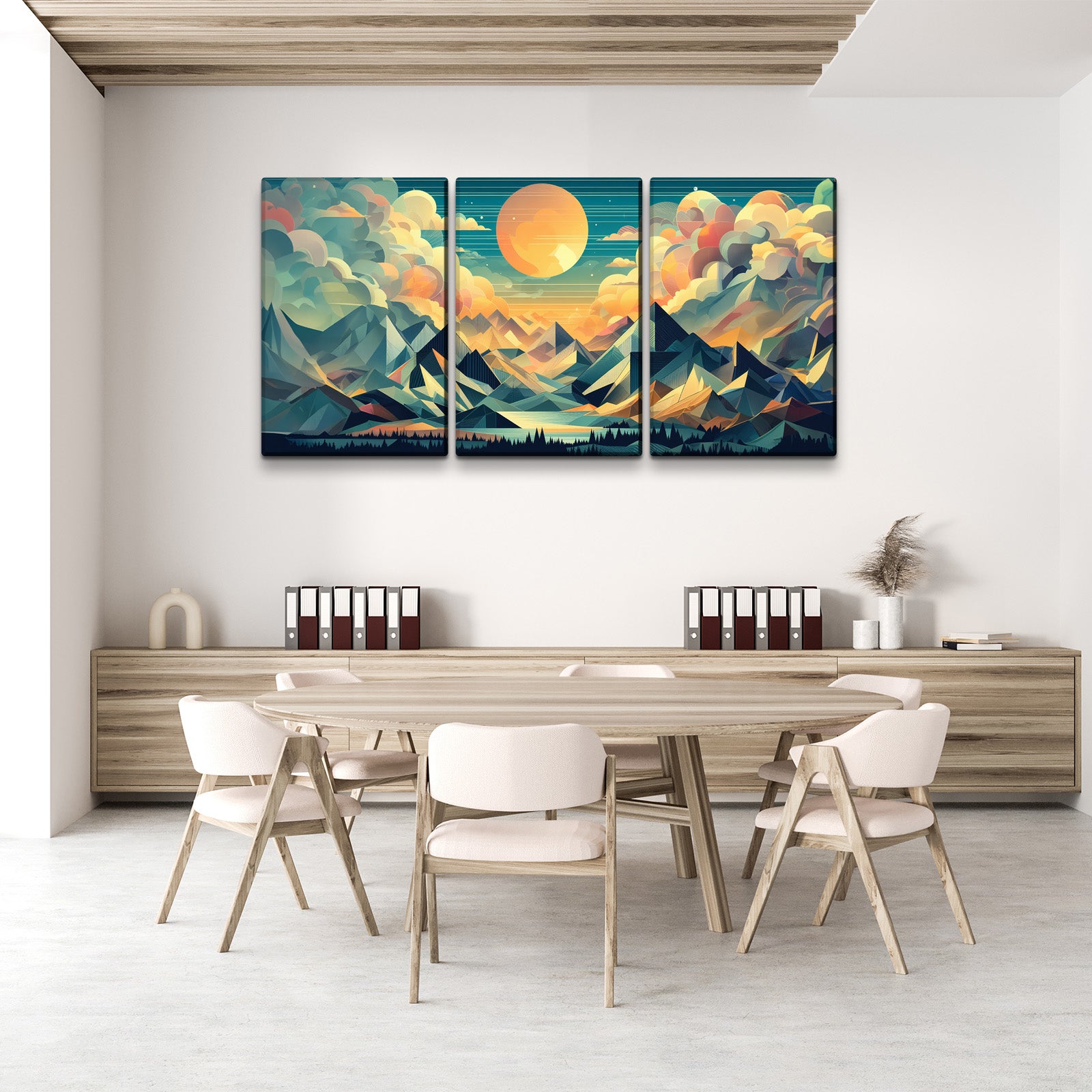 3 Panels Framed Abstract Wood Grain Boho Style Mountain & Forest Canvas Wall Art Decor,3 Pieces Mordern Canvas Decoration Painting For Office,Dining Room,Living Room, Bedroom Decor Ready To Hang