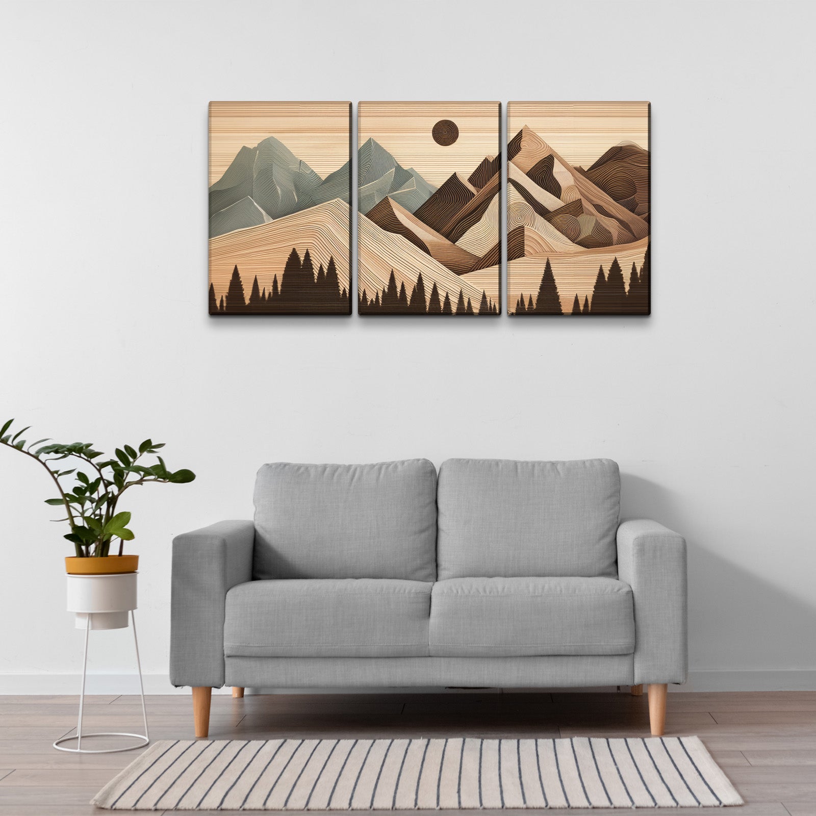 3 Panels Framed Abstract Wood Grain Style Mountain & Forest Canvas Wall Art Decor,3 Pieces Canvas Decoration Painting For Office,Dining Room,Living Room, Bedroom Decor 1218In Thickness 1.5Inch Rectangle Framed Multicolor Oversized 41In Canvas Nature