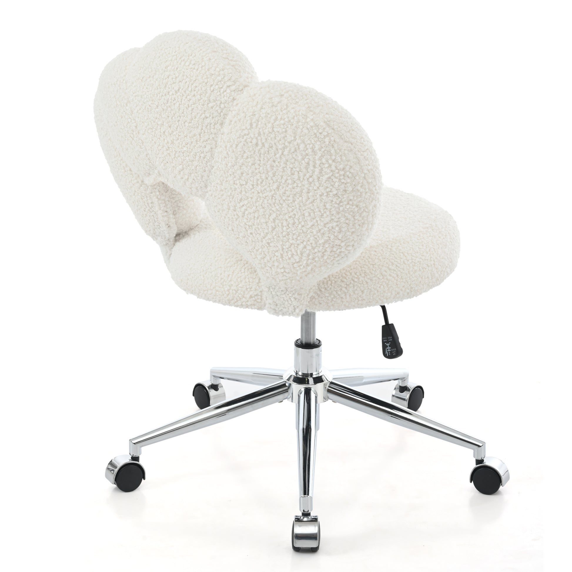 360 Swivel Height Adjustable,Swivel Chair,Teddy Fabric,Home Office Chair White Teddy
