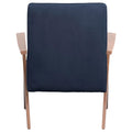 Dark Blue And Walnut Wooden Arms Accent Chair Blue Primary Living Space Mid Century Modern Rubberwood Foam Upholstered