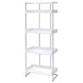 Glossy White 4 Shelf Open Back Bookcase 4 White Standard Horizontal Office Closed Back Wood Contemporary,Modern Wood