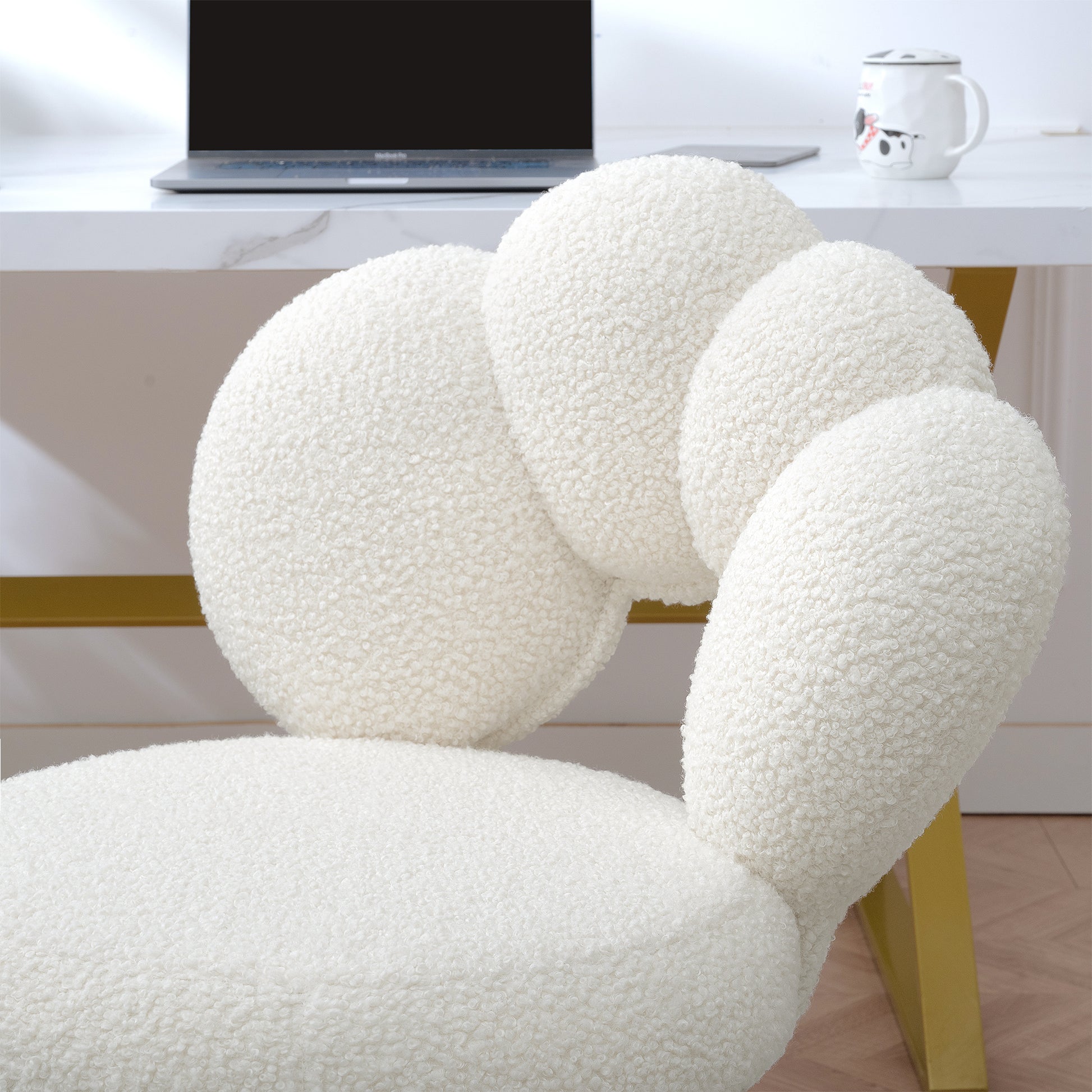 360 Swivel Height Adjustable,Swivel Chair,Teddy Fabric,Home Office Chair White Teddy