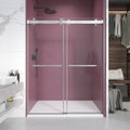 50'' 54'' W X 76'' H Double Sliding Frameless Shower Door With 3 8 Inch 10Mm Clear Glass In Brushed Nickel Brushed Nickel Stainless Steel