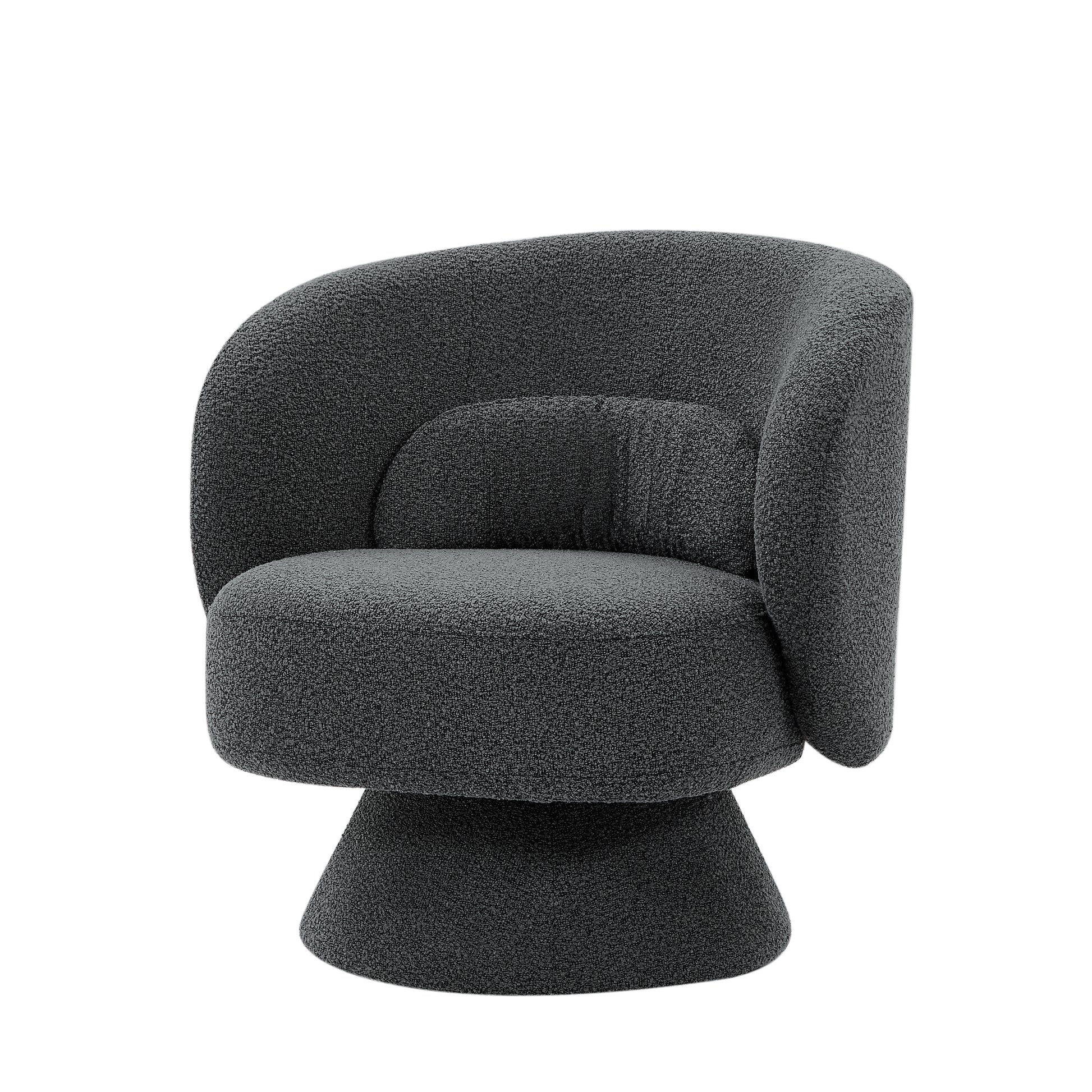 360 Degree Swivel Sherpa Accent Chair Modern Style Barrel Chair With Toss Pillows For Home Office, Living Room, Bedroom, Dark Grey Dark Gray Foam Fabric