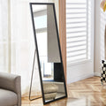 Third Generation Black Solid Wood Frame Full Body Mirror,Border, Bathroom Makeup Mirror, Bedroom Porch, Decorative Mirror, Clothing Store, Floor Standing Large Mirror. Black 65