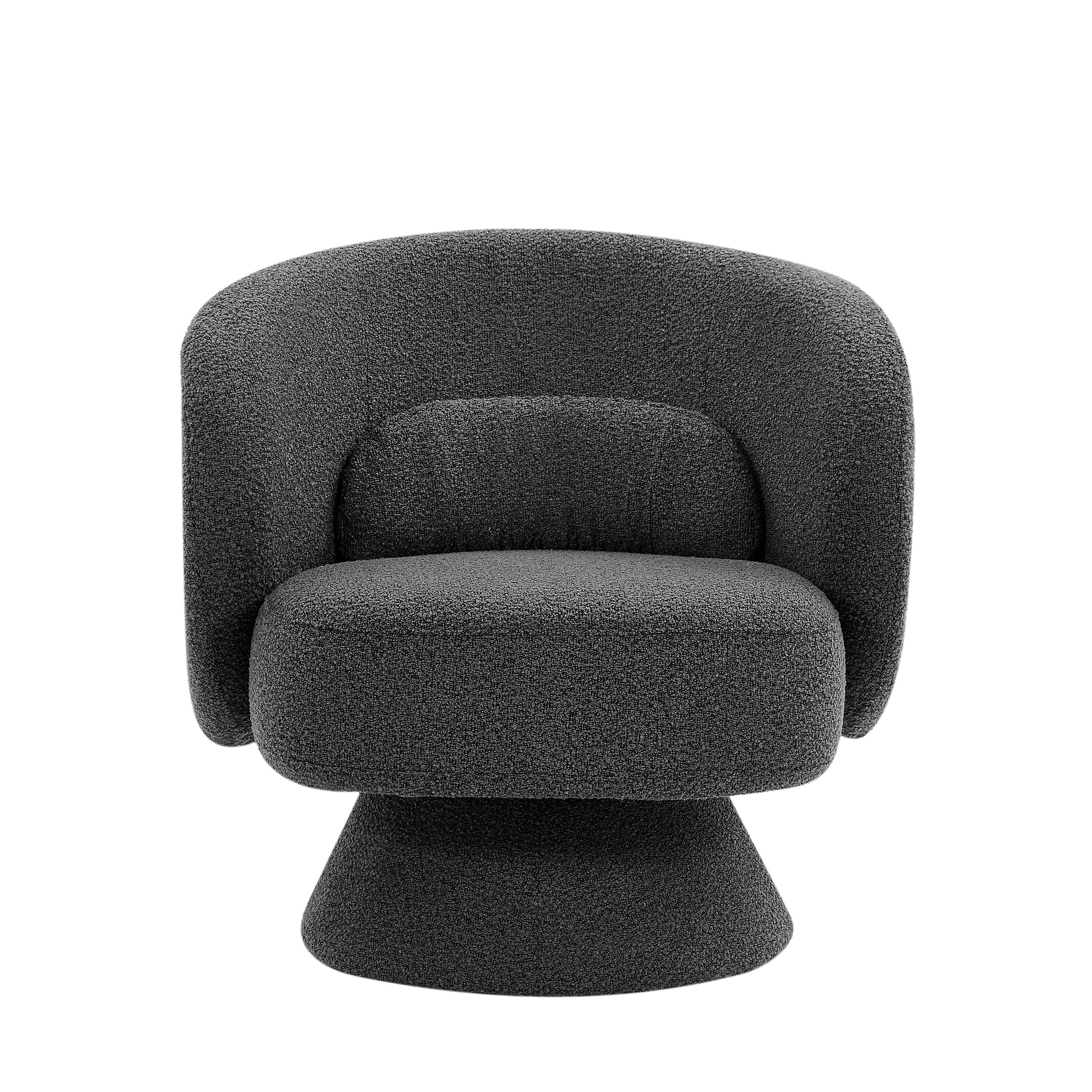 360 Degree Swivel Sherpa Accent Chair Modern Style Barrel Chair With Toss Pillows For Home Office, Living Room, Bedroom, Dark Grey Dark Gray Foam Fabric