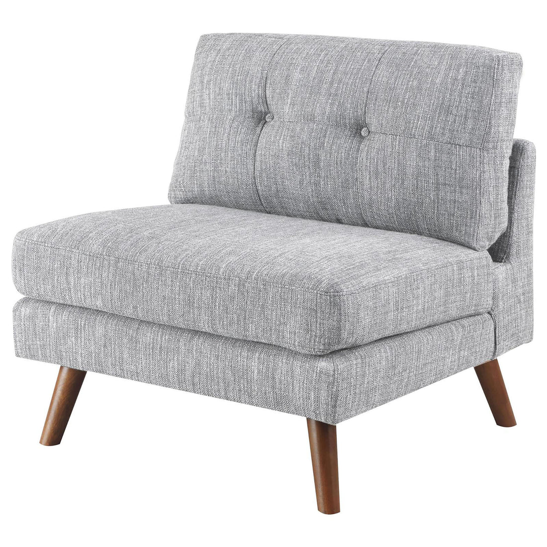 Grey Tufted Cushion Back Armless Chair Grey Primary Living Space Mid Century Modern Rubberwood Foam Upholstered