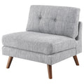 Grey Tufted Cushion Back Armless Chair Grey Primary Living Space Mid Century Modern Rubberwood Foam Upholstered