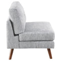 Grey Tufted Cushion Back Armless Chair Grey Primary Living Space Mid Century Modern Rubberwood Foam Upholstered