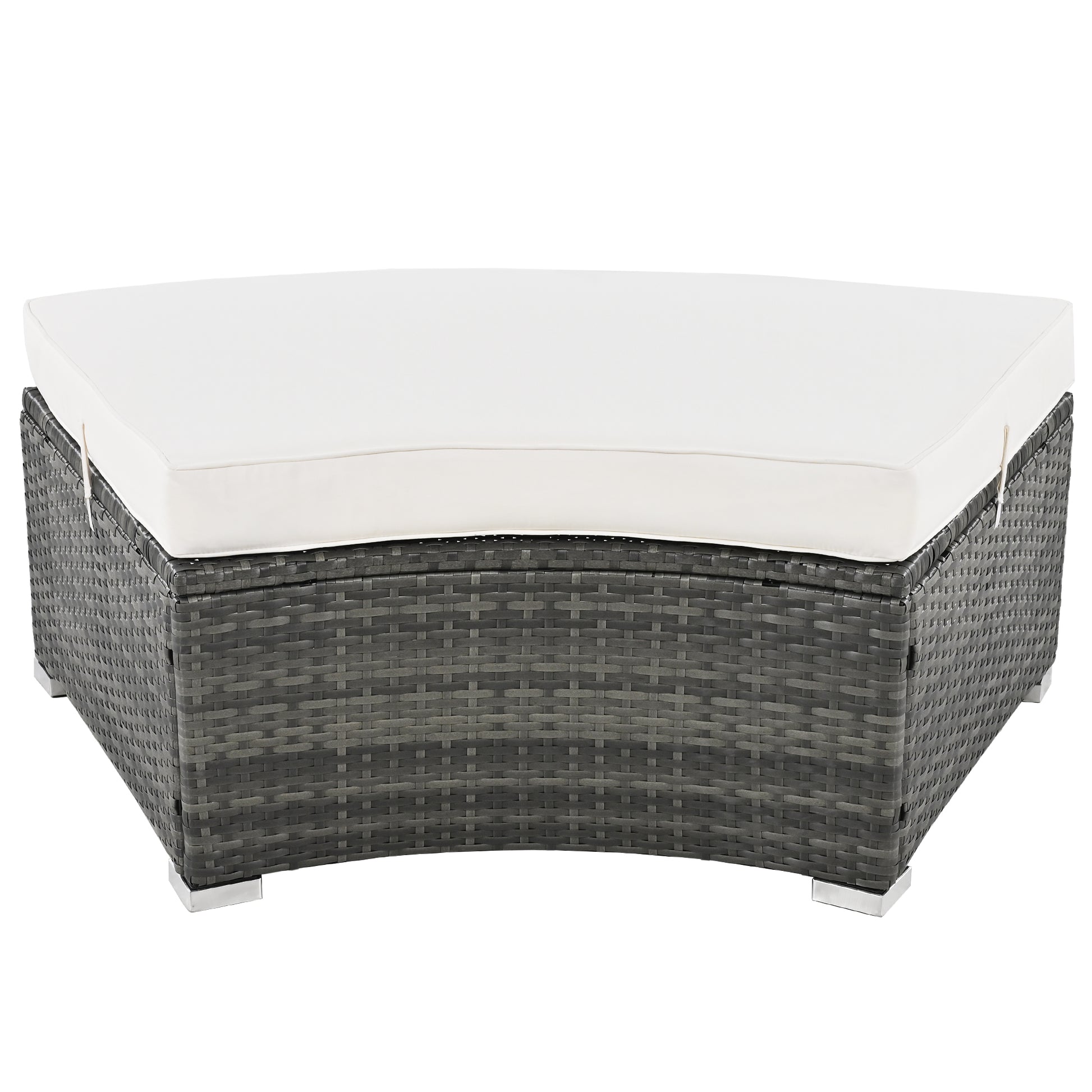 Outdoor Patio Furniture Luxury Circular Outdoor Sofa Set Rattan Wicker Sectional Sofa Lounge Set With Tempered Glass Coffee Table, 6 Pillows,Beige Yes Beige Water Resistant Frame Water Resistant Cushion Garden & Outdoor Sectional Seating Groups Foam