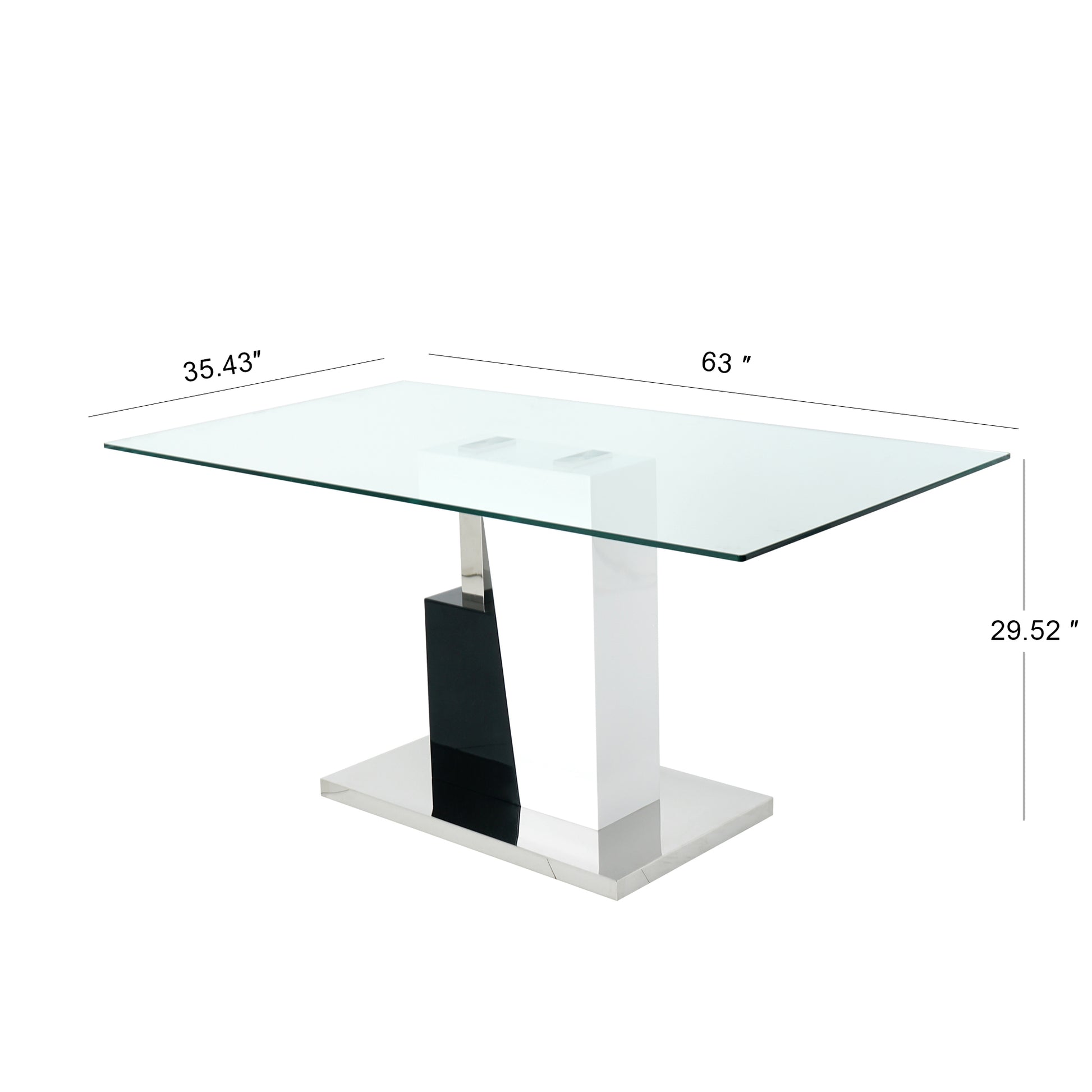 Modern Style Glass Table, Elegant Transparent Design, Durable Support Base, Solid, Selected Materials Made Of Furniture Display Fashion, Suitable For The Living Room Set Of 1 White Black Tempered Glass