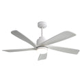 52 Inch Modern With Dimmable Led Light 5 Solid Wood Blades Remote Control Reversible Dc Motor With Smart App Control White Metal & Wood