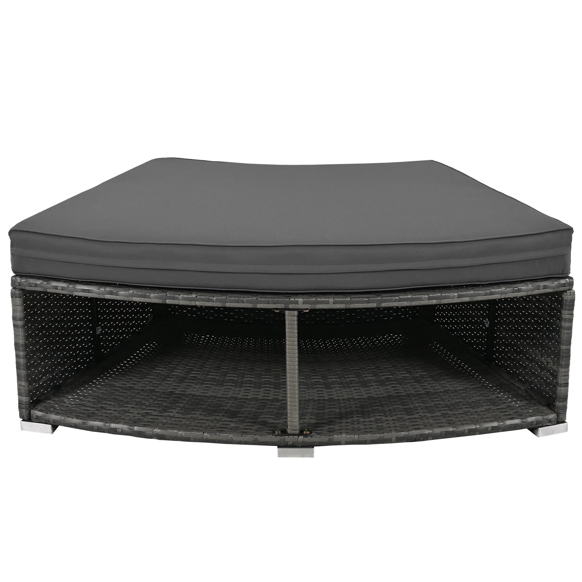 Outdoor Patio Furniture Luxury Circular Outdoor Sofa Set Rattan Wicker Sectional Sofa Lounge Set With Tempered Glass Coffee Table, 6 Pillows, Grey Yes Grey Water Resistant Frame Water Resistant Cushion Garden & Outdoor Sectional Seating Groups Foam