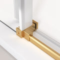 62'' 66'' W X 76'' H Single Sliding Frameless Shower Door With 3 8 Inch 10Mm Clear Glass In Brushed Gold Brushed Gold Stainless Steel