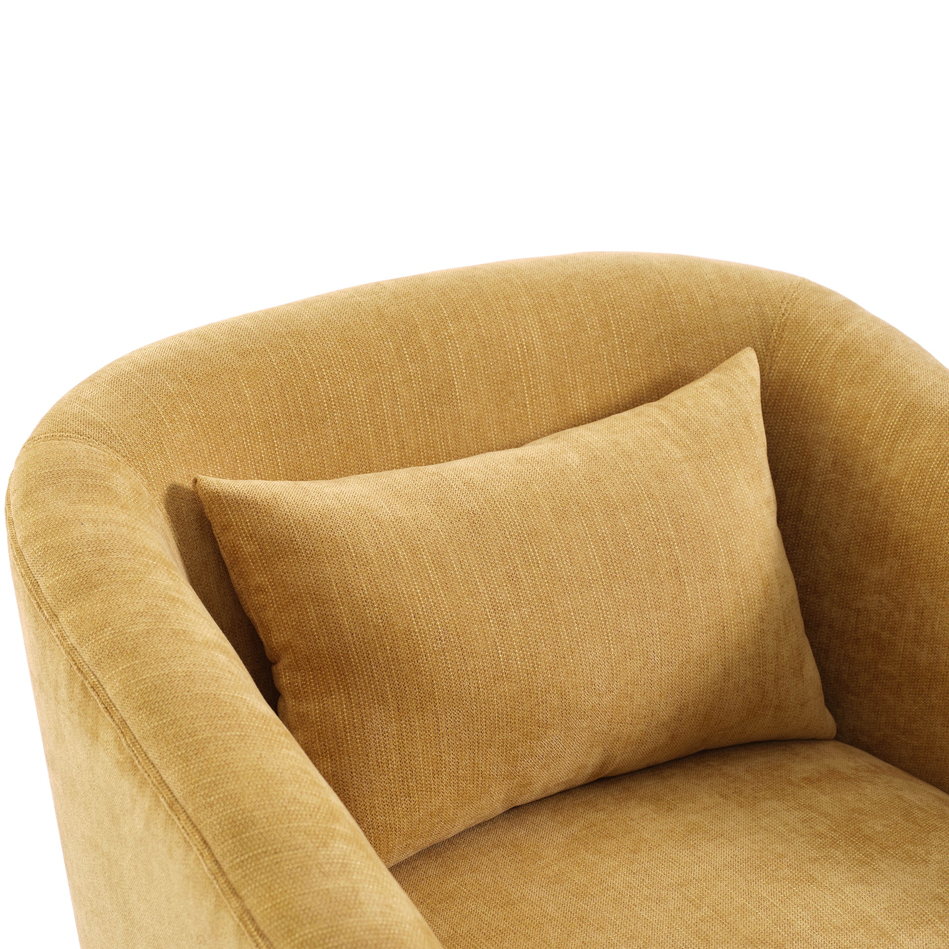 360 Degree Swivel Accent Armchair Linen Blend Musted Yellow Mustard Yellow Upholstered