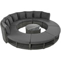 Outdoor Patio Furniture Luxury Circular Outdoor Sofa Set Rattan Wicker Sectional Sofa Lounge Set With Tempered Glass Coffee Table, 6 Pillows, Grey Yes Grey Water Resistant Frame Water Resistant Cushion Garden & Outdoor Sectional Seating Groups Foam