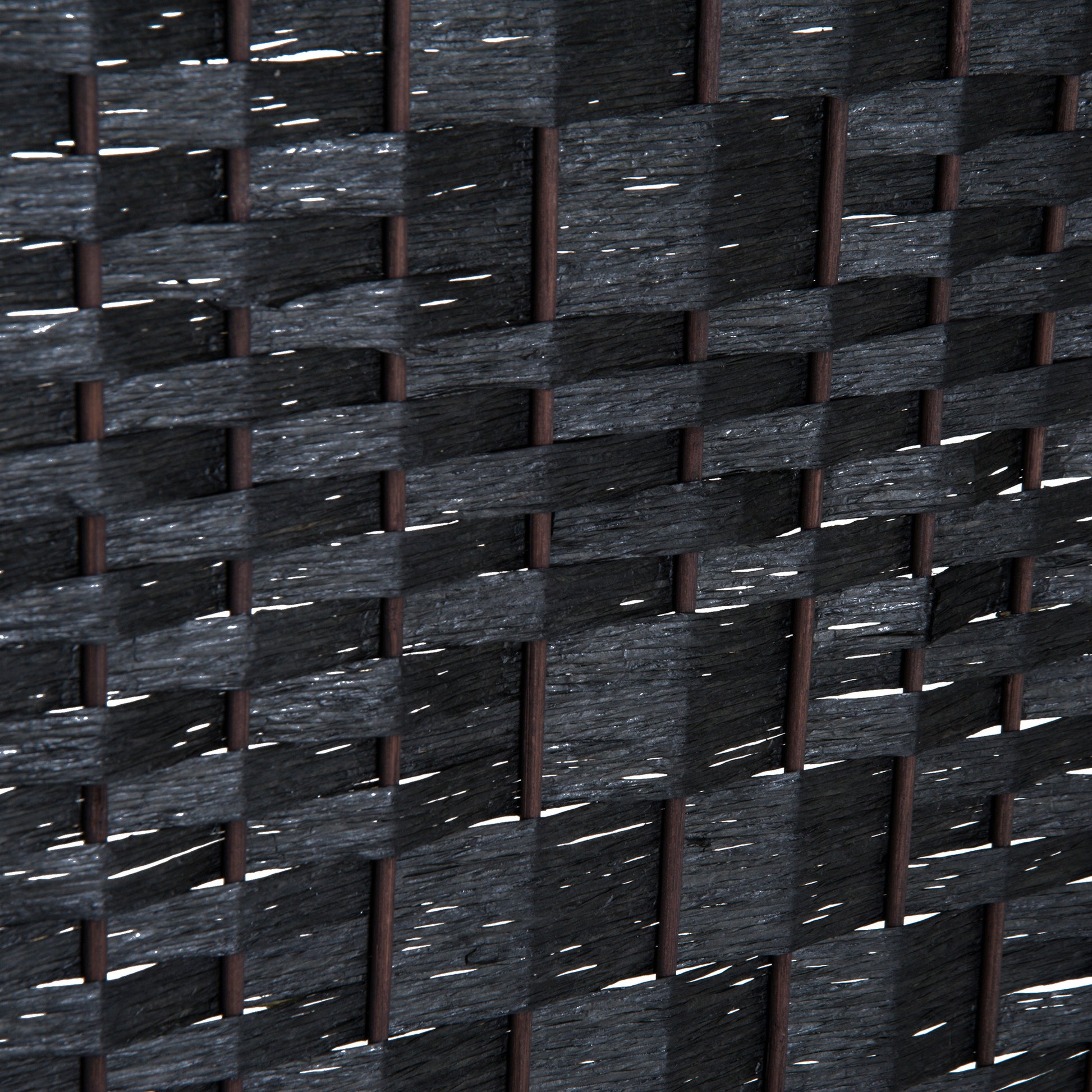 6' Tall Wicker Weave 3 Panel Room Divider Privacy Screen Black Black Wood