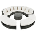 Outdoor Patio Furniture Luxury Circular Outdoor Sofa Set Rattan Wicker Sectional Sofa Lounge Set With Tempered Glass Coffee Table, 6 Pillows,Beige Yes Beige Water Resistant Frame Water Resistant Cushion Garden & Outdoor Sectional Seating Groups Foam