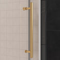 62'' 66'' W X 76'' H Single Sliding Frameless Shower Door With 3 8 Inch 10Mm Clear Glass In Brushed Gold Brushed Gold Stainless Steel