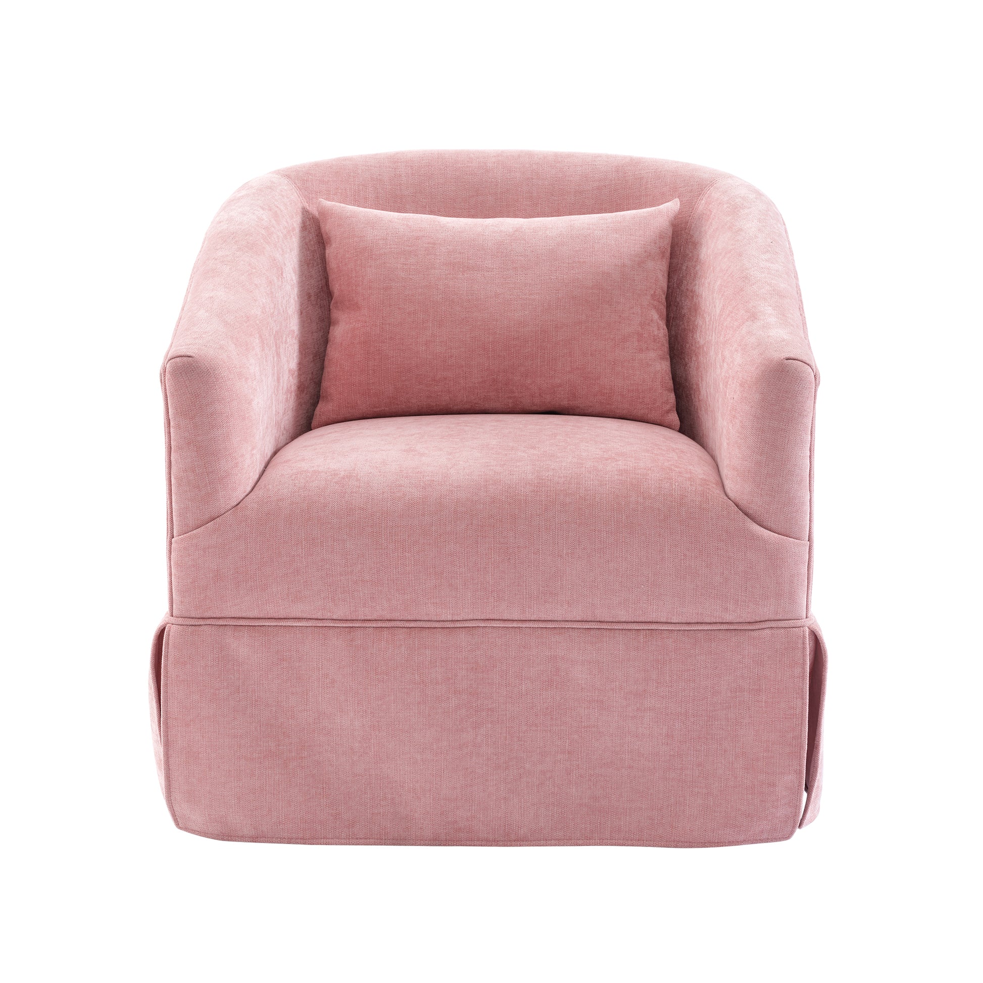 360 Degree Swivel Accent Armchair Linen Blend Pink Pink Upholstered
