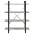 Grey Driftwood And Black 4 Shelf Bookcase 4 Grey Gray Standard Horizontal Office Open Back Wood Industrial Wood