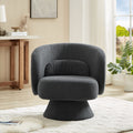360 Degree Swivel Sherpa Accent Chair Modern Style Barrel Chair With Toss Pillows For Home Office, Living Room, Bedroom, Dark Grey Dark Gray Foam Fabric