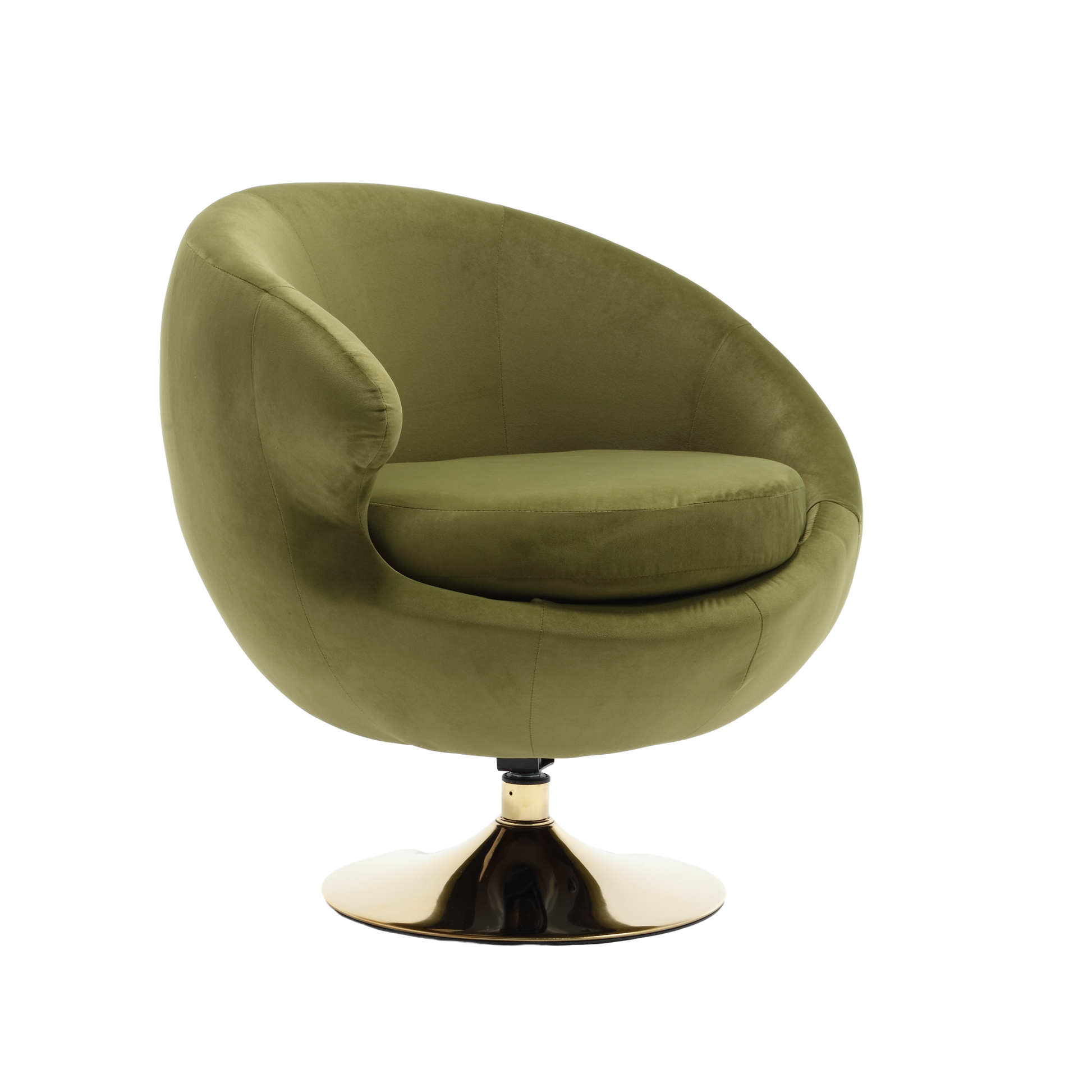 360 Degree Swivel Cuddle Barrel Accent Chairs, Round Armchairs With Wide Upholstered, Fluffy Fabric Chair For Living Room, Bedroom, Office, Waiting Rooms Olive Green Velvet