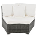 Outdoor Patio Furniture Luxury Circular Outdoor Sofa Set Rattan Wicker Sectional Sofa Lounge Set With Tempered Glass Coffee Table, 6 Pillows,Beige Yes Beige Water Resistant Frame Water Resistant Cushion Garden & Outdoor Sectional Seating Groups Foam