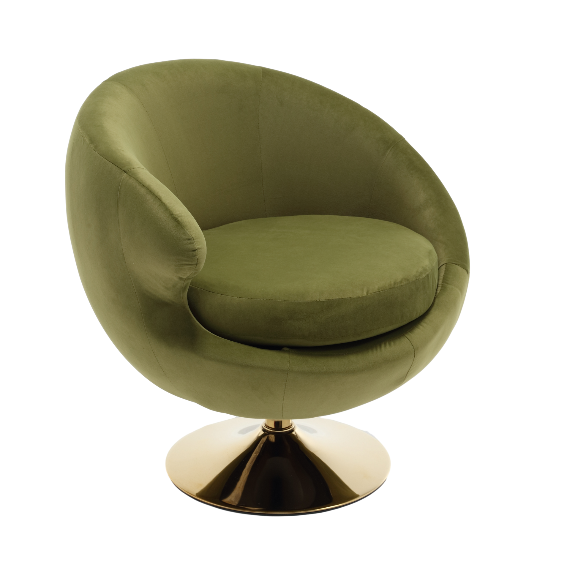 360 Degree Swivel Cuddle Barrel Accent Chairs, Round Armchairs With Wide Upholstered, Fluffy Fabric Chair For Living Room, Bedroom, Office, Waiting Rooms Olive Green Velvet