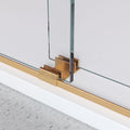 62'' 66'' W X 76'' H Double Sliding Frameless Shower Door With 3 8 Inch 10Mm Clear Glass In Brushed Gold Brushed Gold Stainless Steel