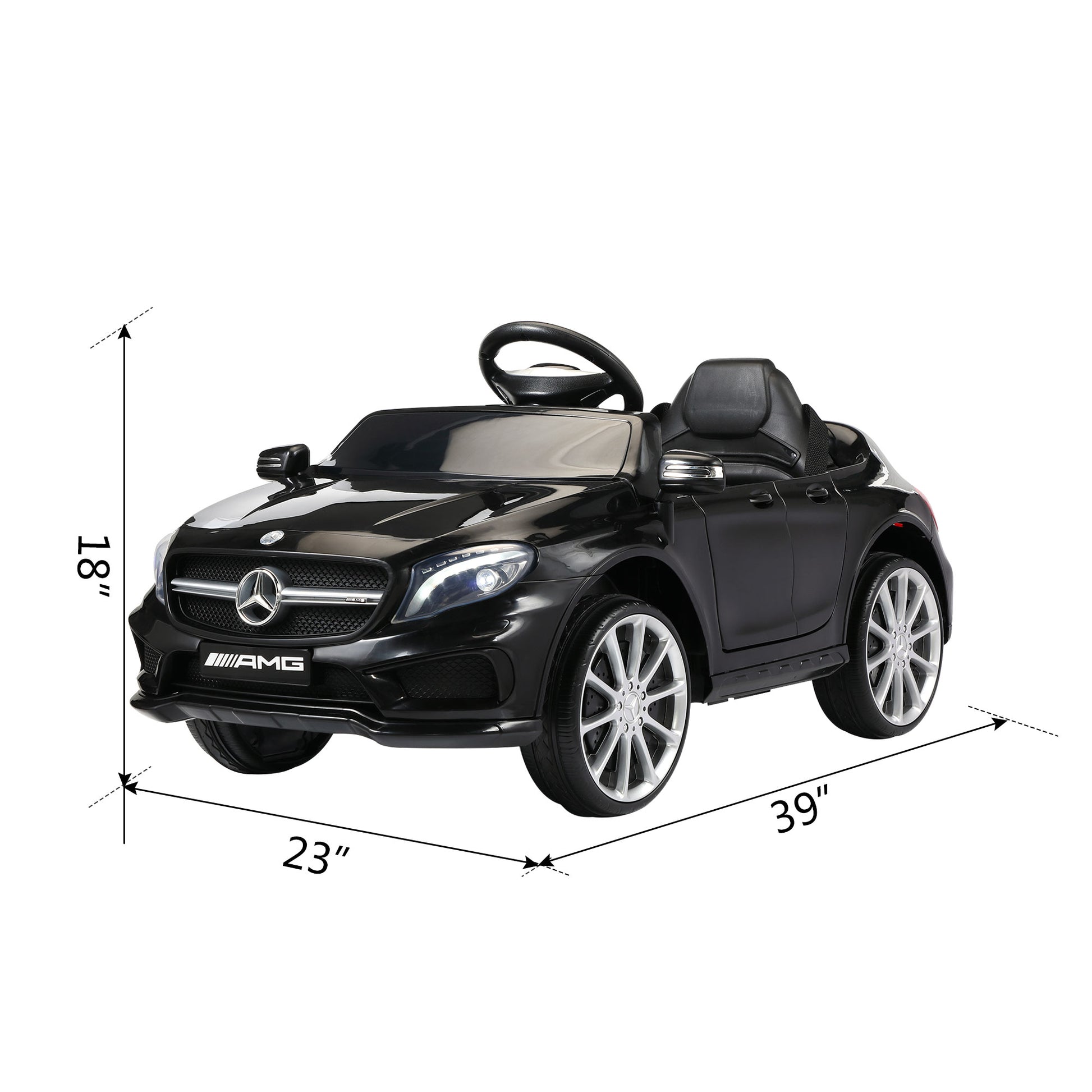 Licensed Mercedes Benz Amg 6V Kids Ride On Electric Car With Remote Control, Story Education Aux, Black Black Polypropylene