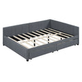 Full Size Upholstered Daybed With 2 Storage Drawers Sofa Bed Frame No Box Spring Needed, Linen Fabric Gray Gray Linen